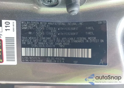 2020 Toyota Sienna Le from USA, damaged, VIN 5TDKZ3DC8LS046519